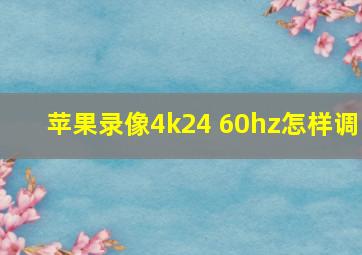 苹果录像4k24 60hz怎样调